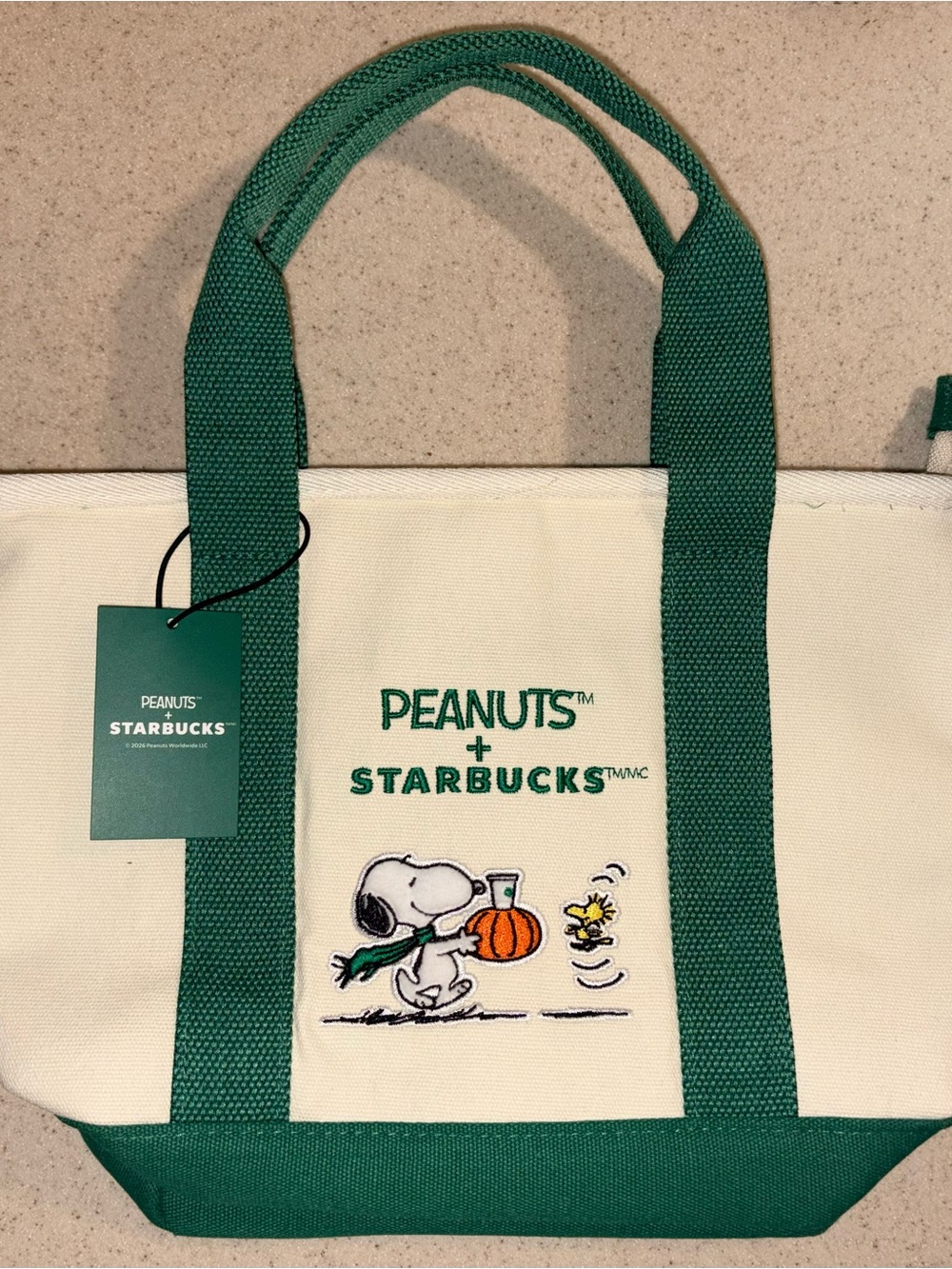 NWT Peanuts x Starbucks mini canvas tote bag